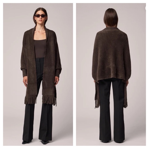 Soia & Kyo Danela Knit Scarfigan Fringe Sleeves